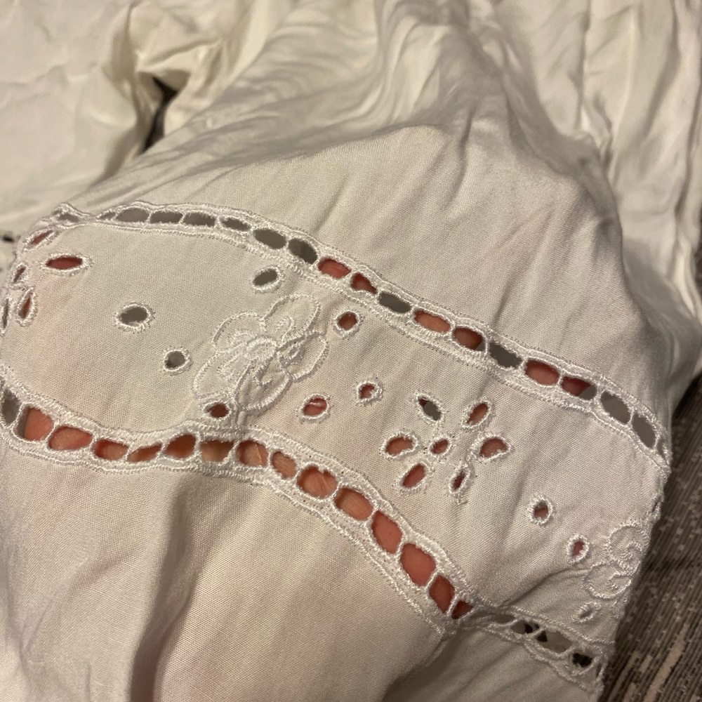 Vintage Elegant White Wide Leg Bloomers Pants eyelet details - Picture 2 of 7